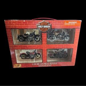 Box set of 4 Harley Davidson Replica Motorcycles - NIB